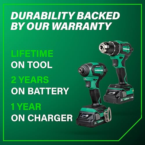 Miniatura 11 de Metabo HPT Kit combinado de taladro conductor inalámbrico sin escobillas multivoltios de 18 V y destornillador de impacto, kit de herramientas