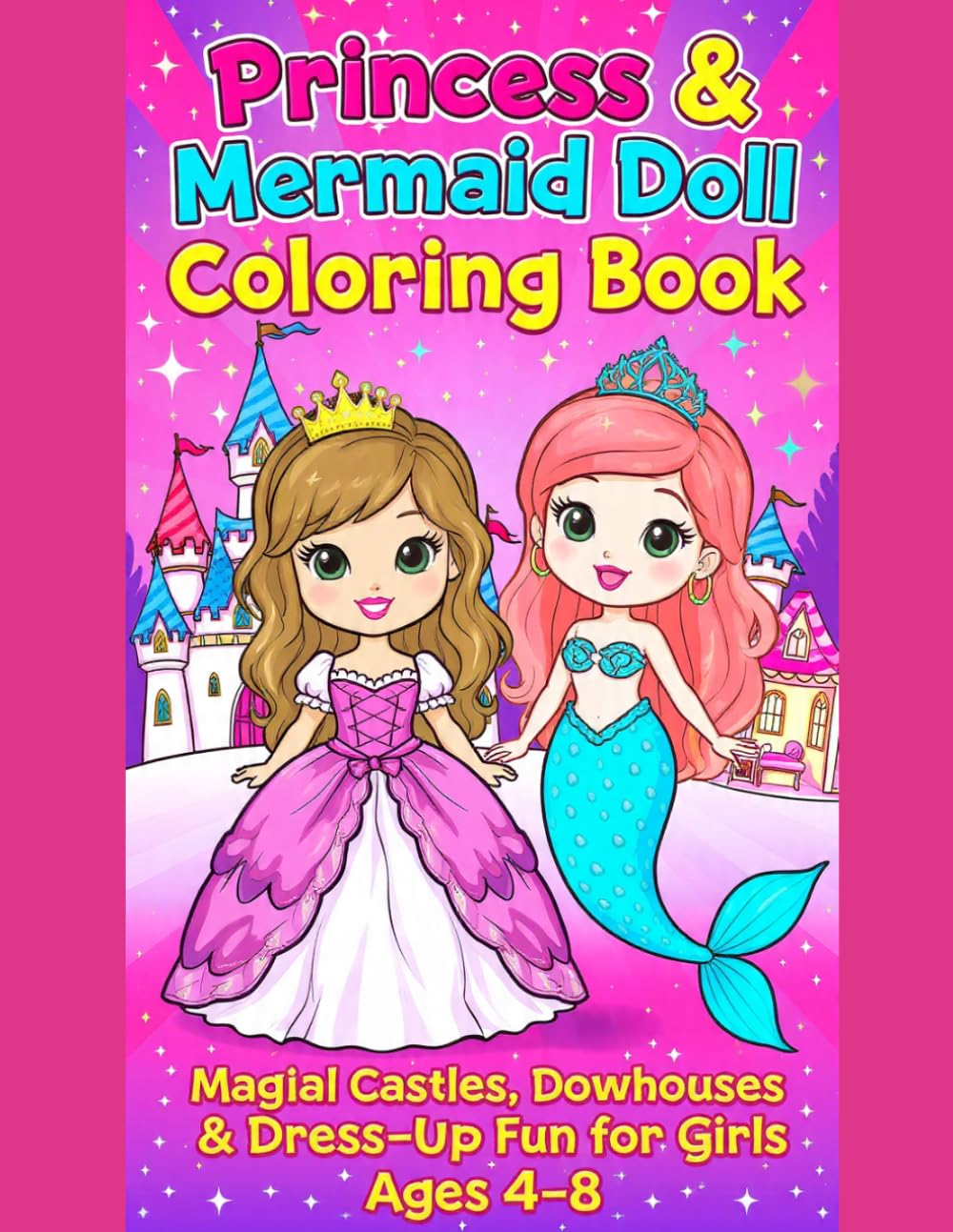 Princess and mermaid doll coloring book