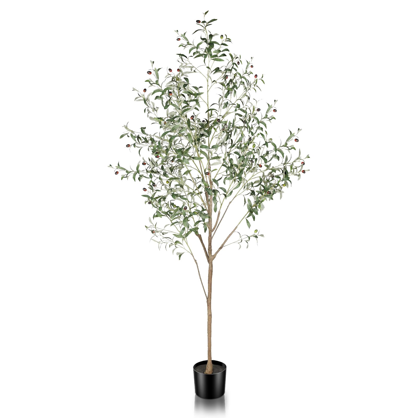 7ft Faux Olive Tree - Tall Fake Olive Silk Trees with Planter Natural ...