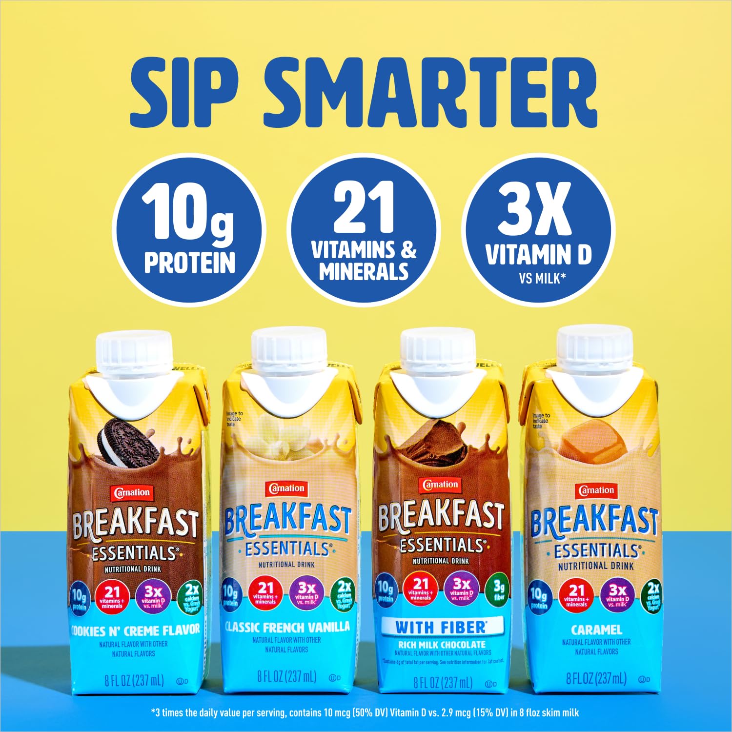 Carnation Breakfast Essentials Original Nutritional Drink, New Caramel Flavor, Ready-to-Drink, 10g Protein, Vitamins D & C, Key Nutrients for Immune Support, Gluten Free, Kosher, 8 FL OZ (24 Pack)