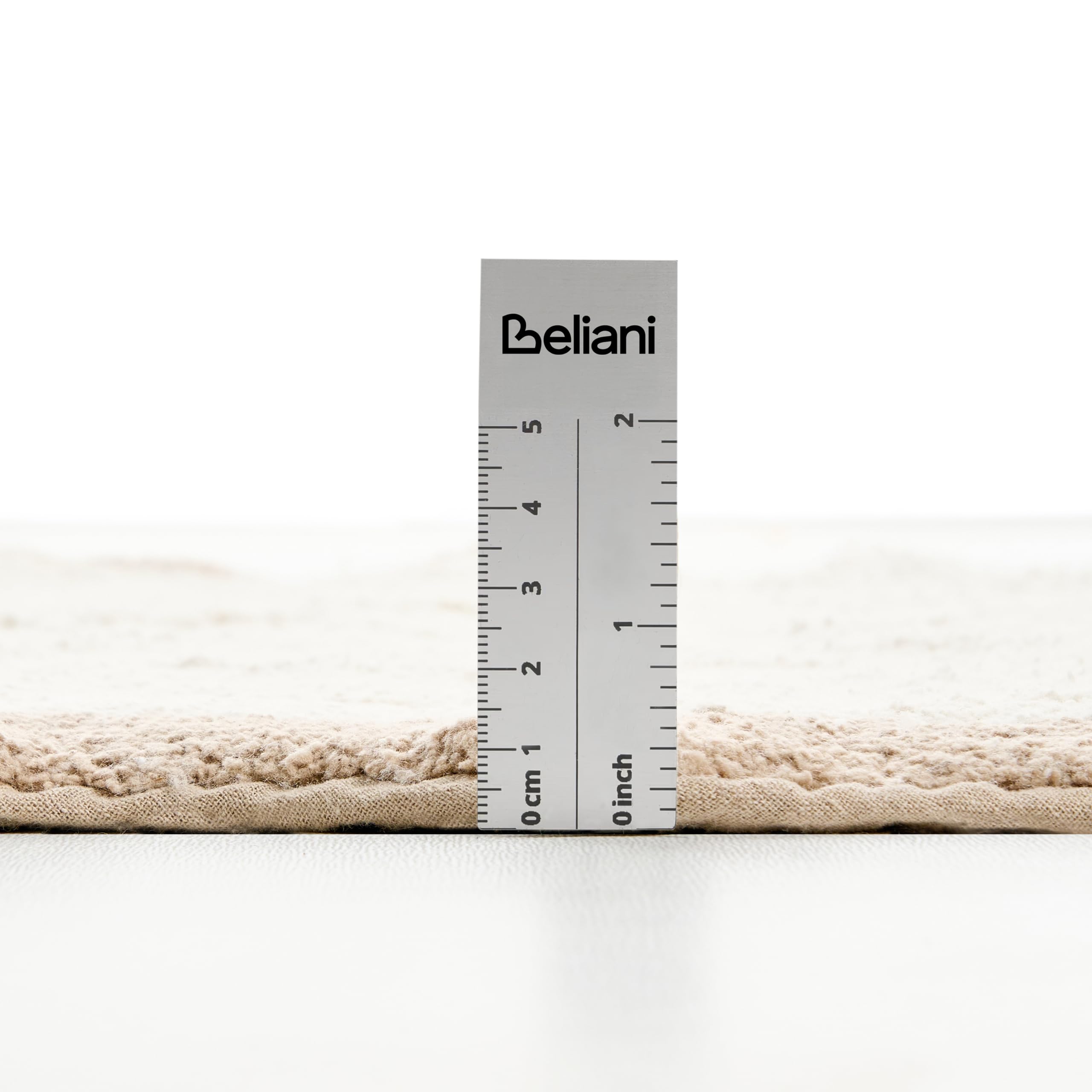 Beliani Tappeto da bagno in cotone rettangolare 80 x 150 cm beige e marrone