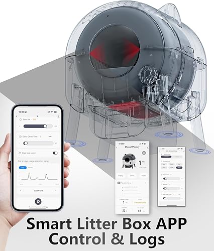 Miniatura 2 de Caja de arena para gatos autolimpiante, caja de arena automática extra grande de 110 L, control de aplicación, sin olor, caja de arena eléctrica