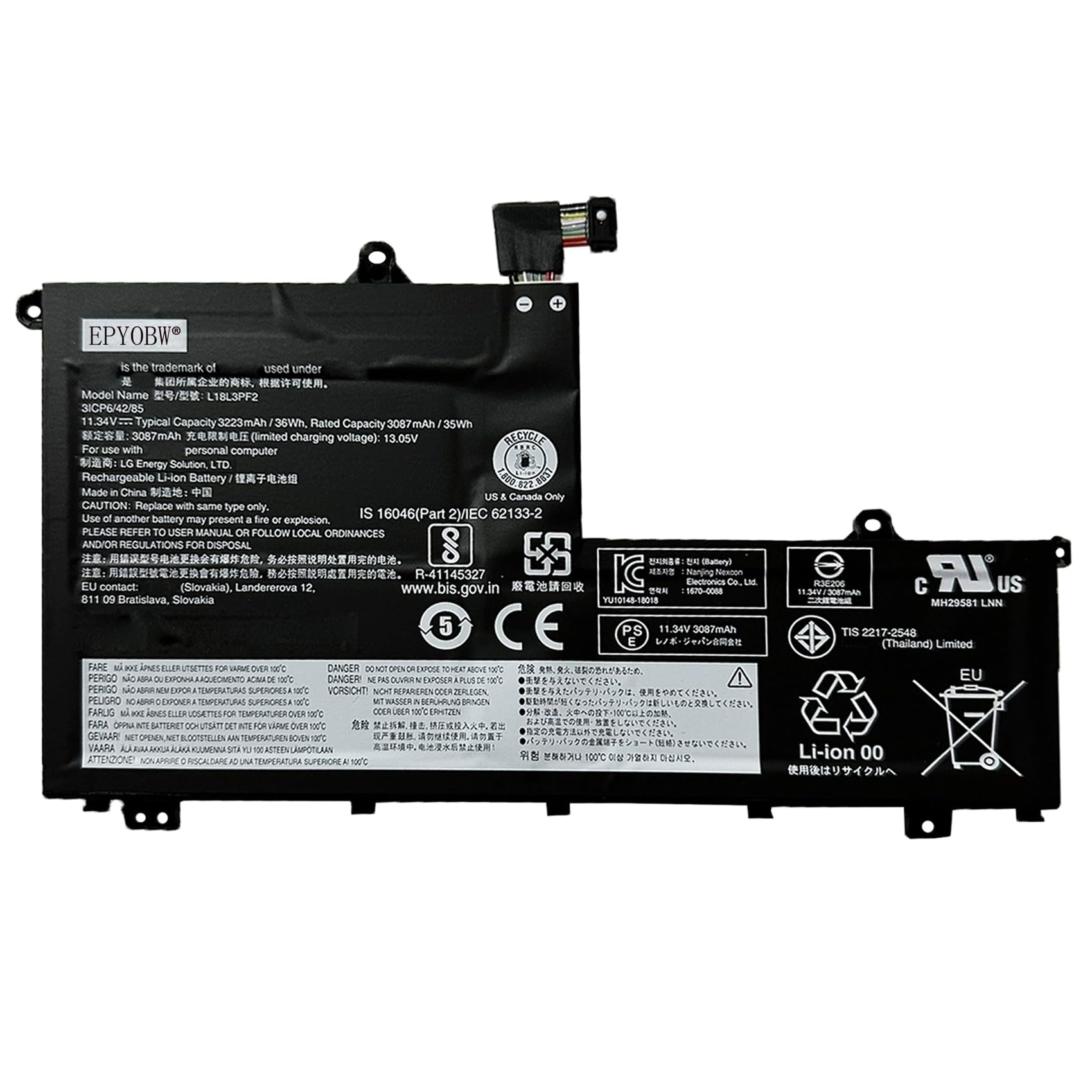 Amazon.com: EPYOBW L18L3PF2 Laptop Battery 36Wh 3223mAh 11.34V