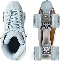 Vista 2 de Roller Skates for Women or Men with Height Adjustable Rubber Stoppers Retro Suede Quad Roller Skates for Outdoor and Indoor