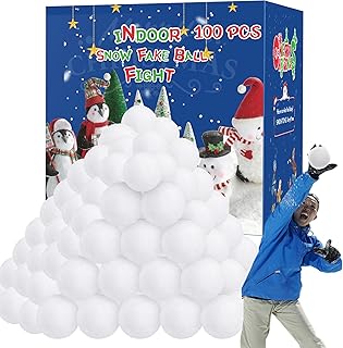 100 PCS Snow Fake Balls, Soft Artificial Snow Toy Balls for Kids, Indoor Snow Fight Ball Set for Multiplayer Outdoor Parent-Child Throwing Game Winter Christmas Decorations Party Present