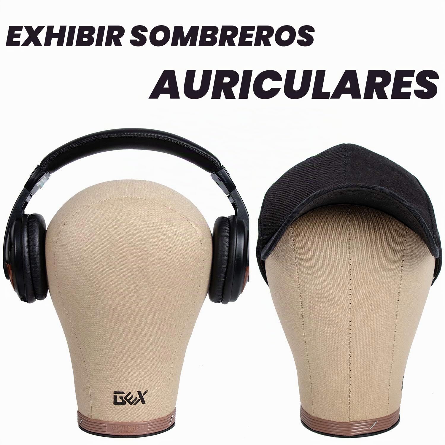 gexworldwide AOKEY GEX Cabeza de maniquí, lienzo de corcho, 51-61 cm, 22"