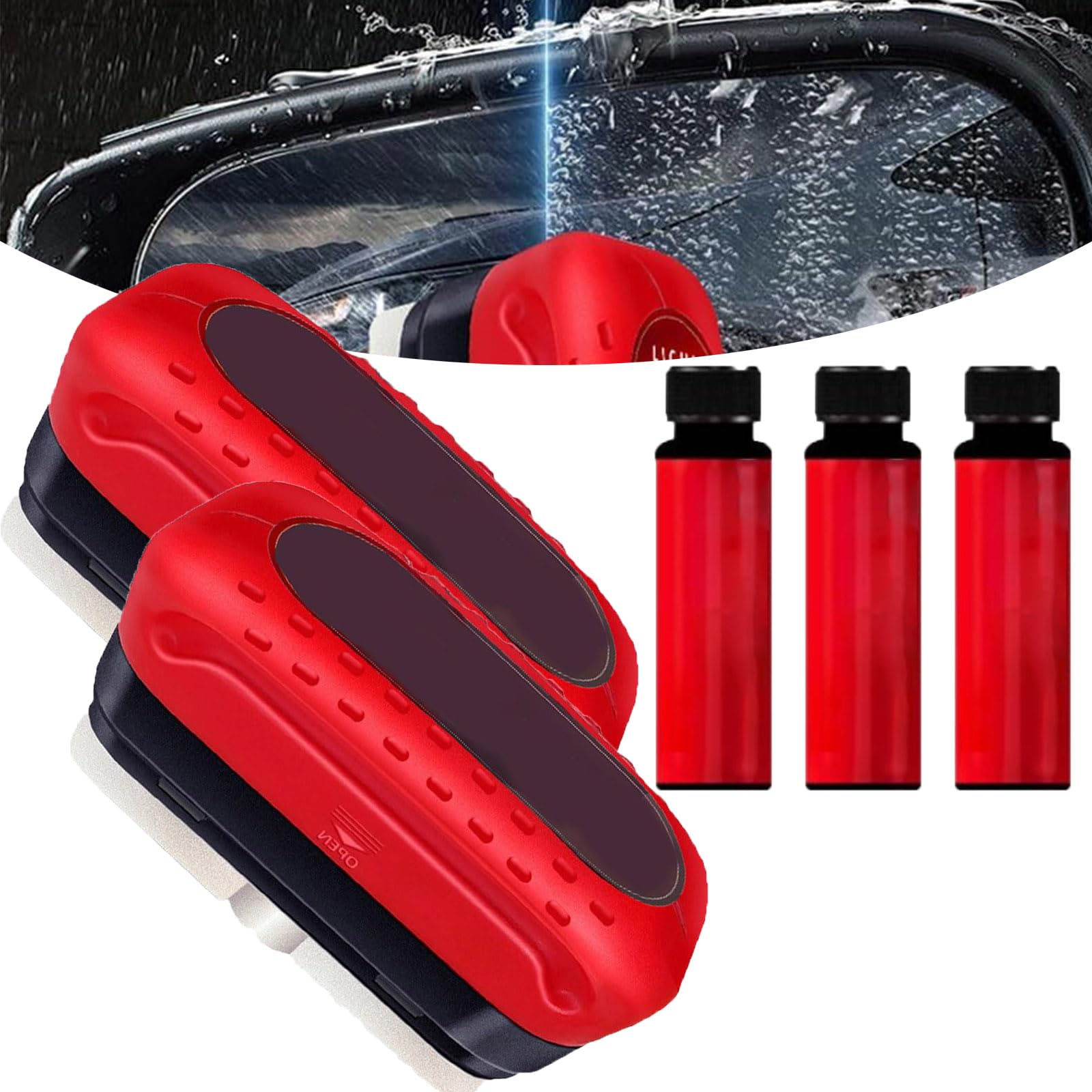 Film OléOphobe pour Vitres D'Automobiles, Film Oleophobe Voiture, Automotive Oil Film Cleaning Brush, Film Oleophobe pour Vitre De Voiture (2pcs,Fluide supplémentaire*3)