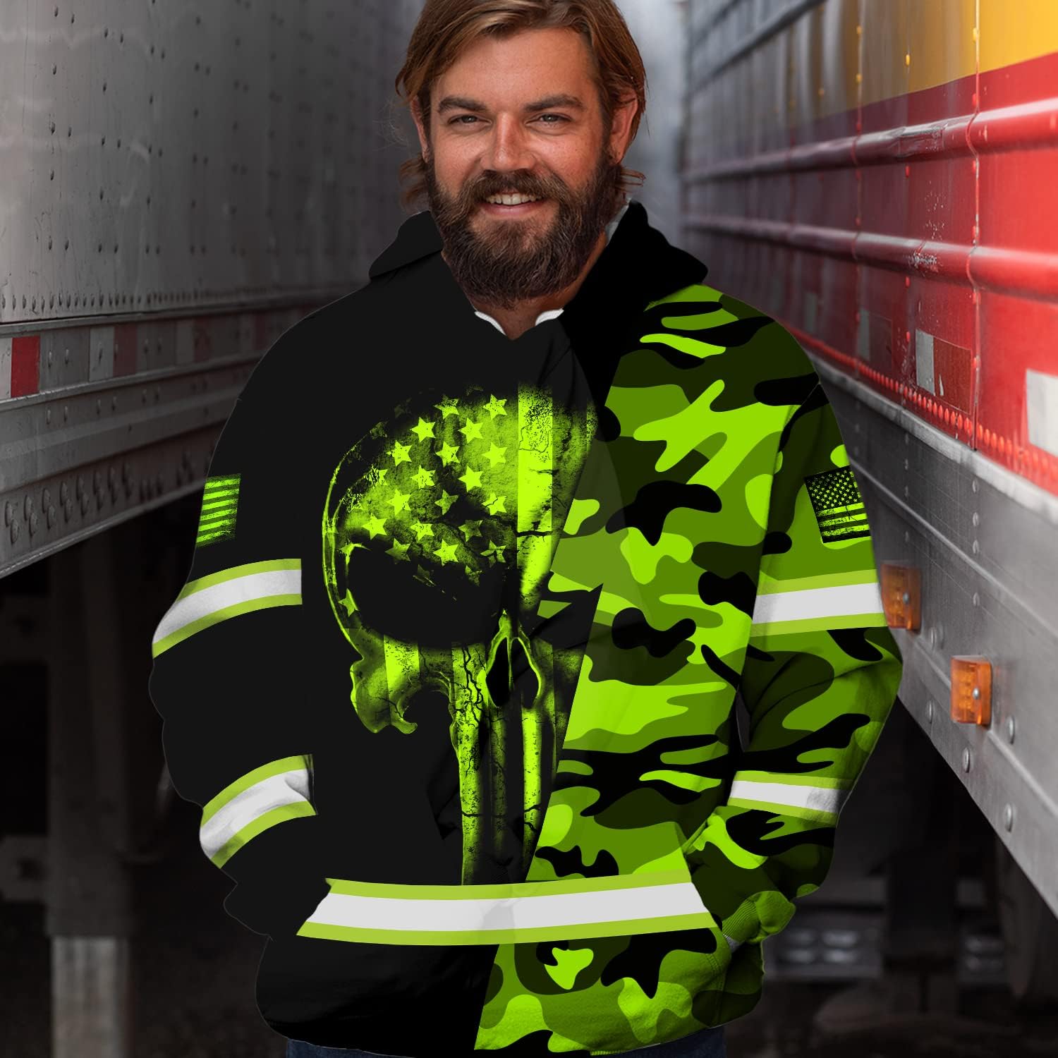 Maddly High Visibility US Flag Collection Safety Workwear Custom Name for Workers, Runners, Truckers, Patriotic - Image 3