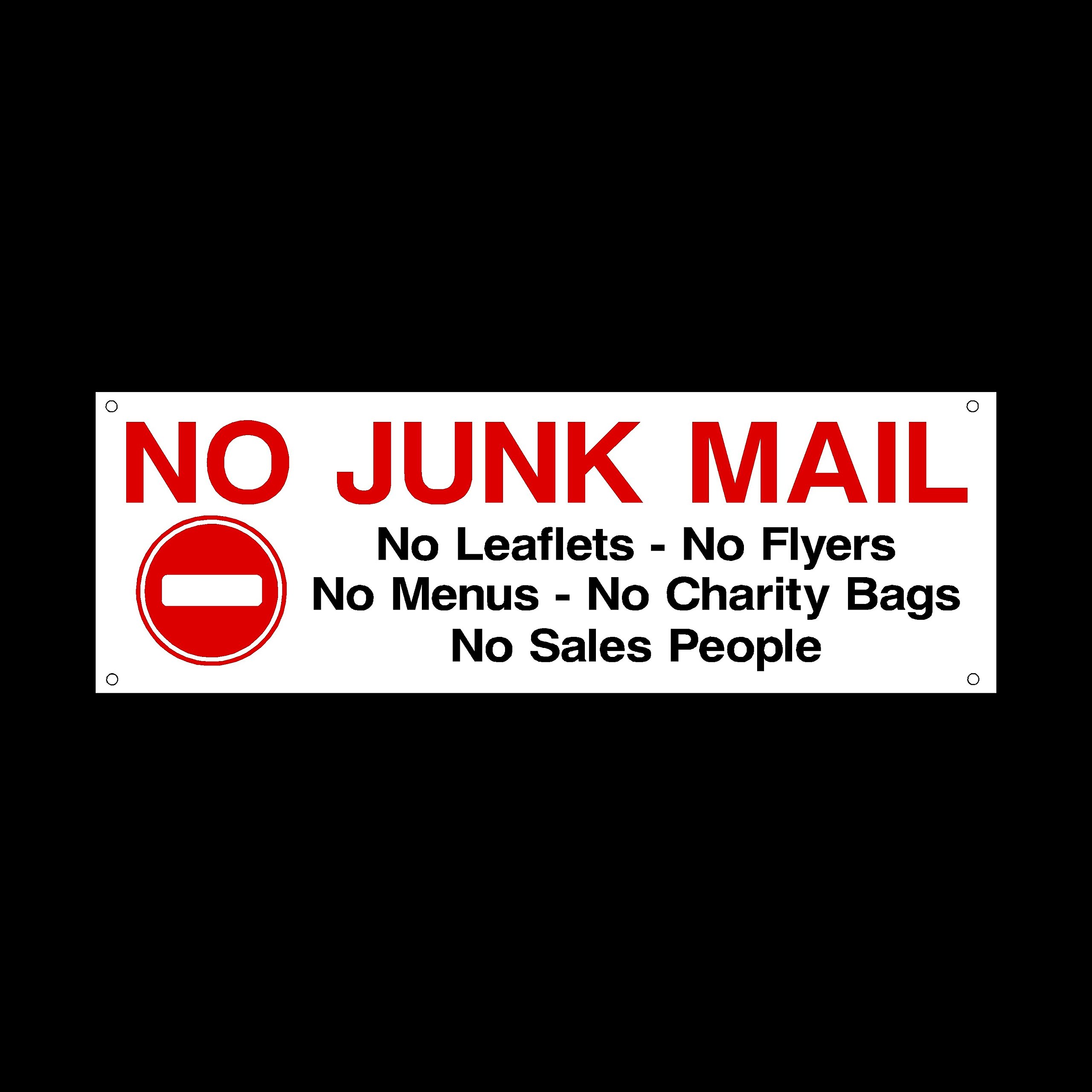 Ussp&S No Junk Mail Plastic Sign With 4 Pre-Drilled Holes - Cold Calling/Leaflets/Newspapers