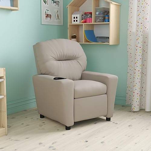 Miniatura 158 de Flash Furniture Chandler LeatherSoft - Silla reclinable para niños con portavasos y reclinable de seguridad, silla reclinable contemporánea para
