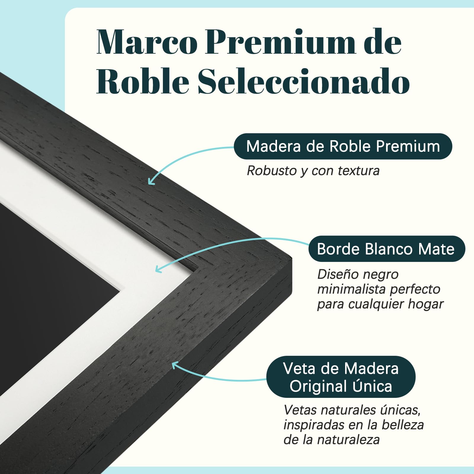 Frameo Marco de Fotos Digital WiFi 10.1 Pulgadas Negro Madera de Roble Memoria Incorporada 32GB, HD 1280x800 IPS, Pantalla Táctil para Fotos/Videos, Rotación Automática, Montaje en Pared