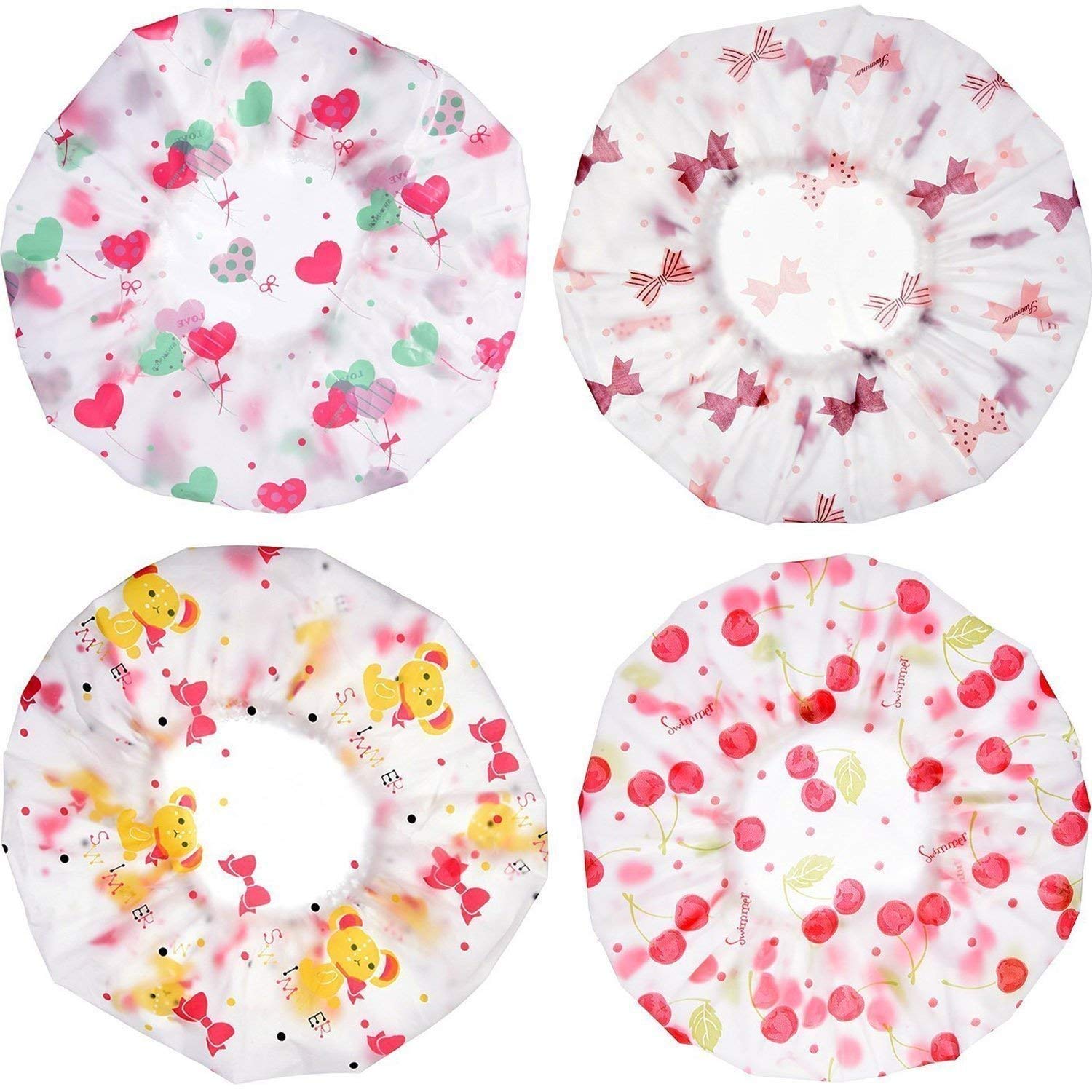 D&G ONLINE 6 Pcs Elastic Eva Free Size Bathroom Shower Caps - Multi Color