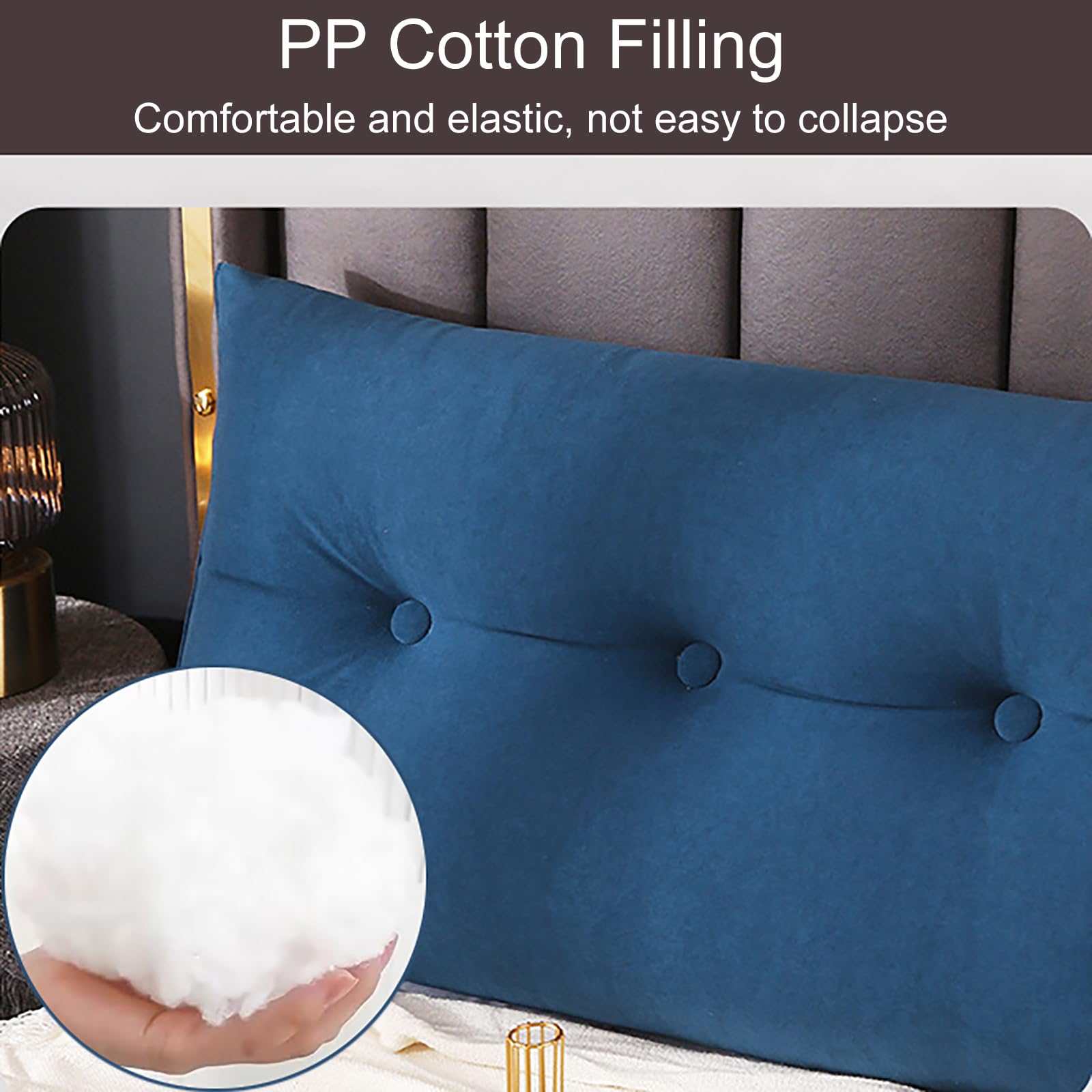 VERCART Cuscino Cuneo Letto Schienale Rialzato Doppio Petto Schiena Grandi Cuscini per Dormire da Lettura Grande Testiera per Letto Divano con Federa Removibile Biancheria Blu 160cm