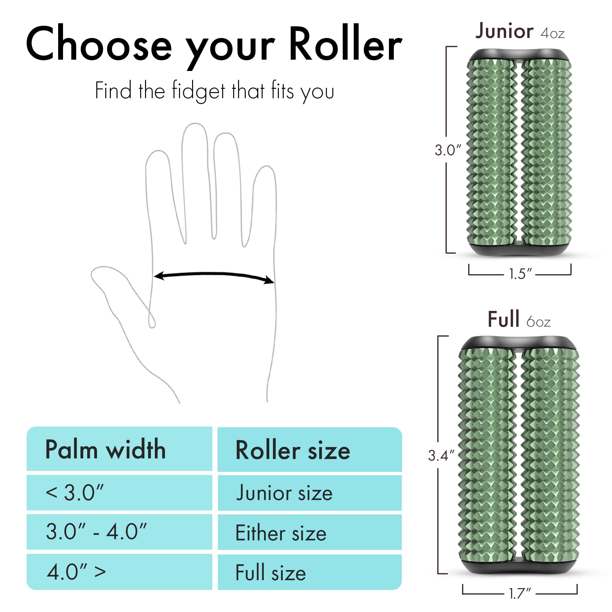 ONO Roller – Jouet à main pour adultes | Aide à soulager le stress, l'anxiété, les tensions | Favorise la concentration et la clarté | Design compact et portable (acupression, taille complète
