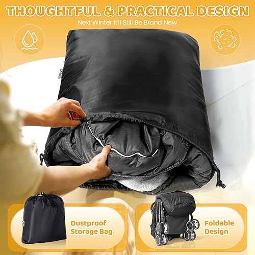 Miniatura 6 de Orzbow - Bolsa universal para cochecito con saco extra para niños pequeños, manta cálida e impermeable, funda de invierno, bolsa de banderines para