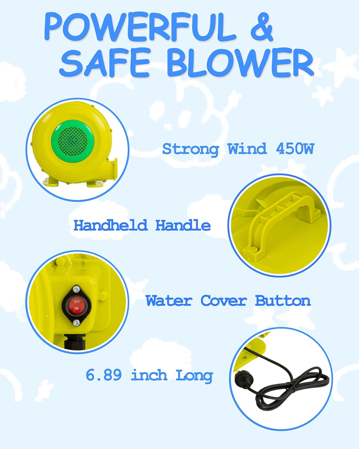 Anbuy Inflatable Water Slide for Kids, Water Park Backyard Summer with Large Pool &Long Slides, Inflatable Bounce House with Climbing Wall, A Water Cannon,2 Water Spraying,2 Water Guns,450W Air Blower