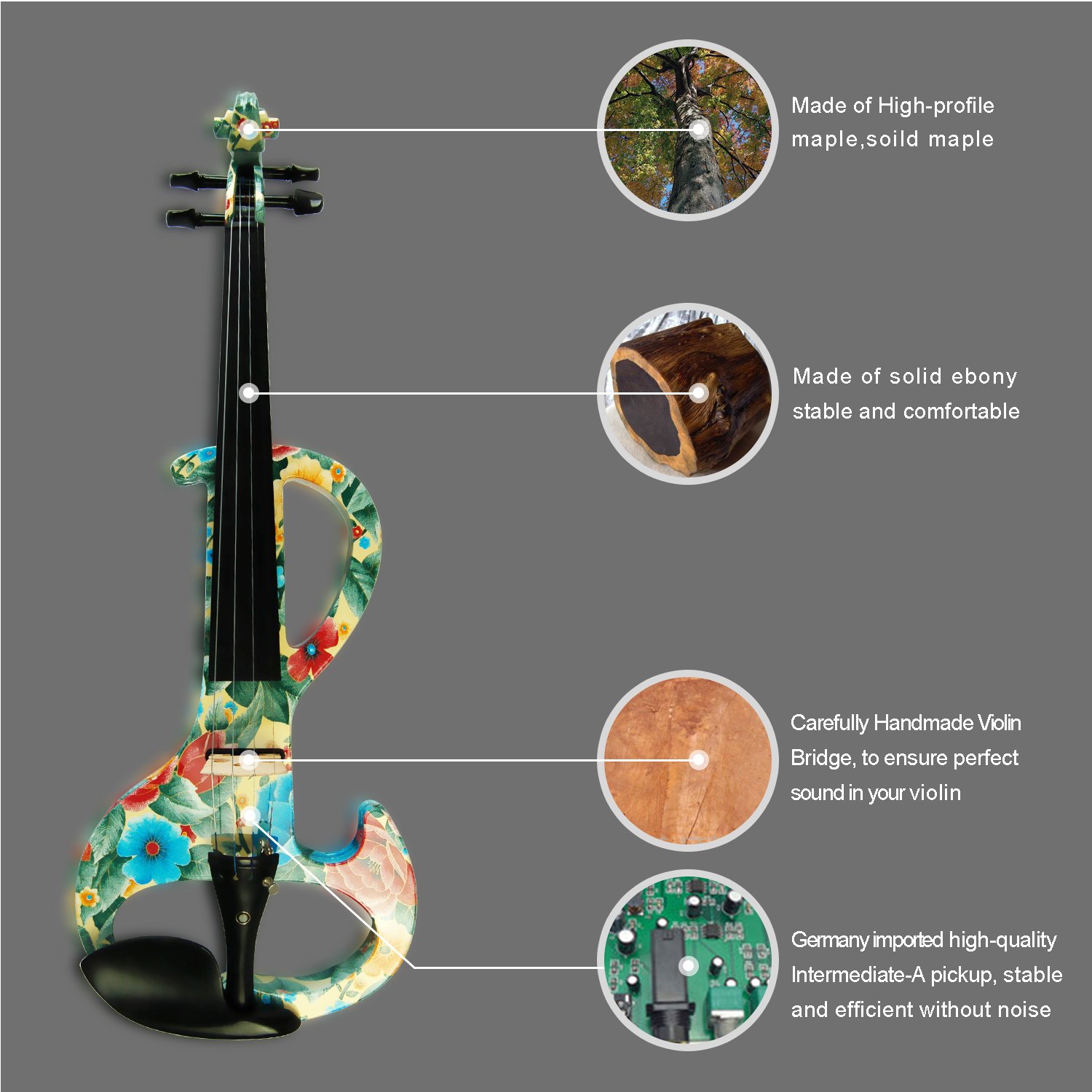 Amazon | Aliyes 木製エレクトリックバイオリン フルサイズ 4/4 中級-A