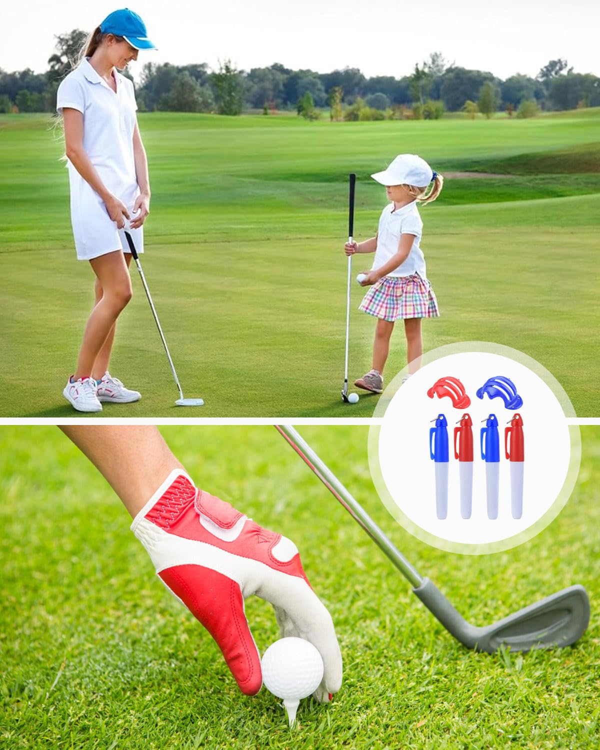 Herramienta de Alineación para Golf, 2 Piezas, Marcador Bolas de Golf 4 Piezas, Clip Rotulador