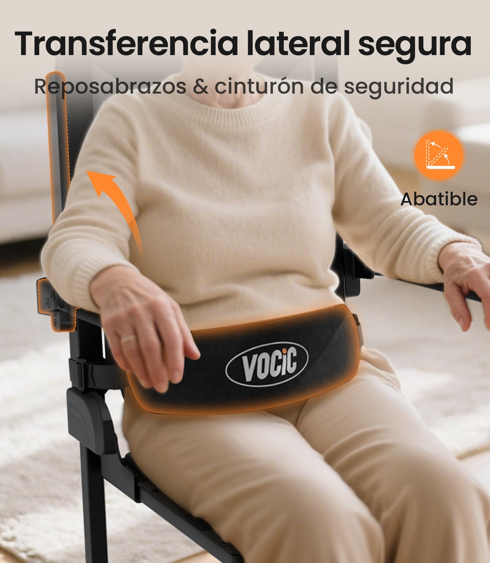 VOCIC AX25 Sillón Elevador eléctrico 160 kg, Ligero y móvil | Mayores cuidado hogar, ayuda levantarse tras caída, sillón móvil ruedas grandes, transferencia sofá cama, ligero 160KG