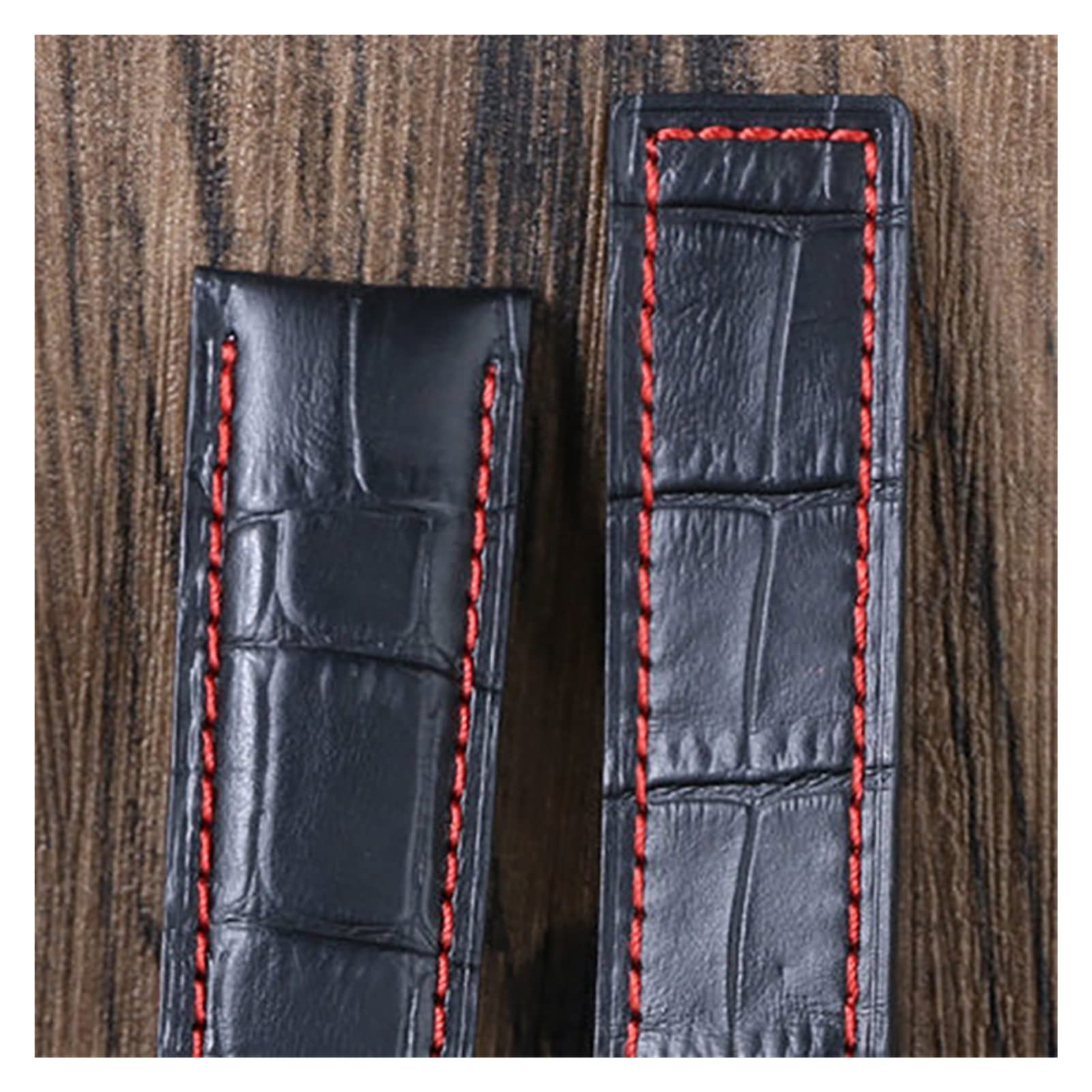 HMFANG 20mm 22M echtes Armband mit echtem Leder kompatibel mit Strap Series Männer Qualität Band Weiche Uhrband mit Faltenschnalle Handgelenk Armband