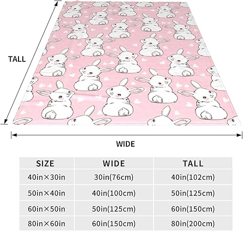 Miniatura 6 de Manta de conejo de Pascua, manta de franela de vellón para sala de estar, dormitorio, sofá, manta de cama cálida y suave para niñas, niños y