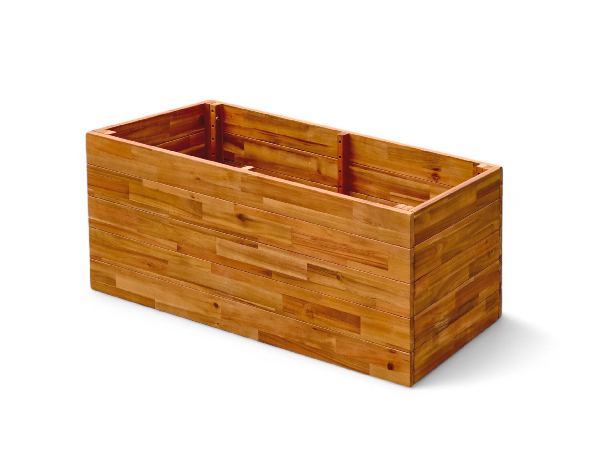 Acacia Hardwood Garden Planter Box Natural Oiled Finish 40x40x42.5cm Durable Wooden Outdoor Plant Pot with Removable Base Weather Resistant Square Planter (Rectangle Planter)
