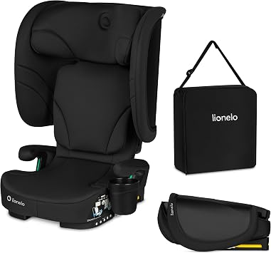 Lionelo ORIN Foldable i-Size Car Seat with ISOFIX, For 100-150 cm, High Back Booster Seat, Compact Portable Booster Seat with Carry Bag & Cup Holder, Indicators, Adjustable Headrest 4-Position Recline