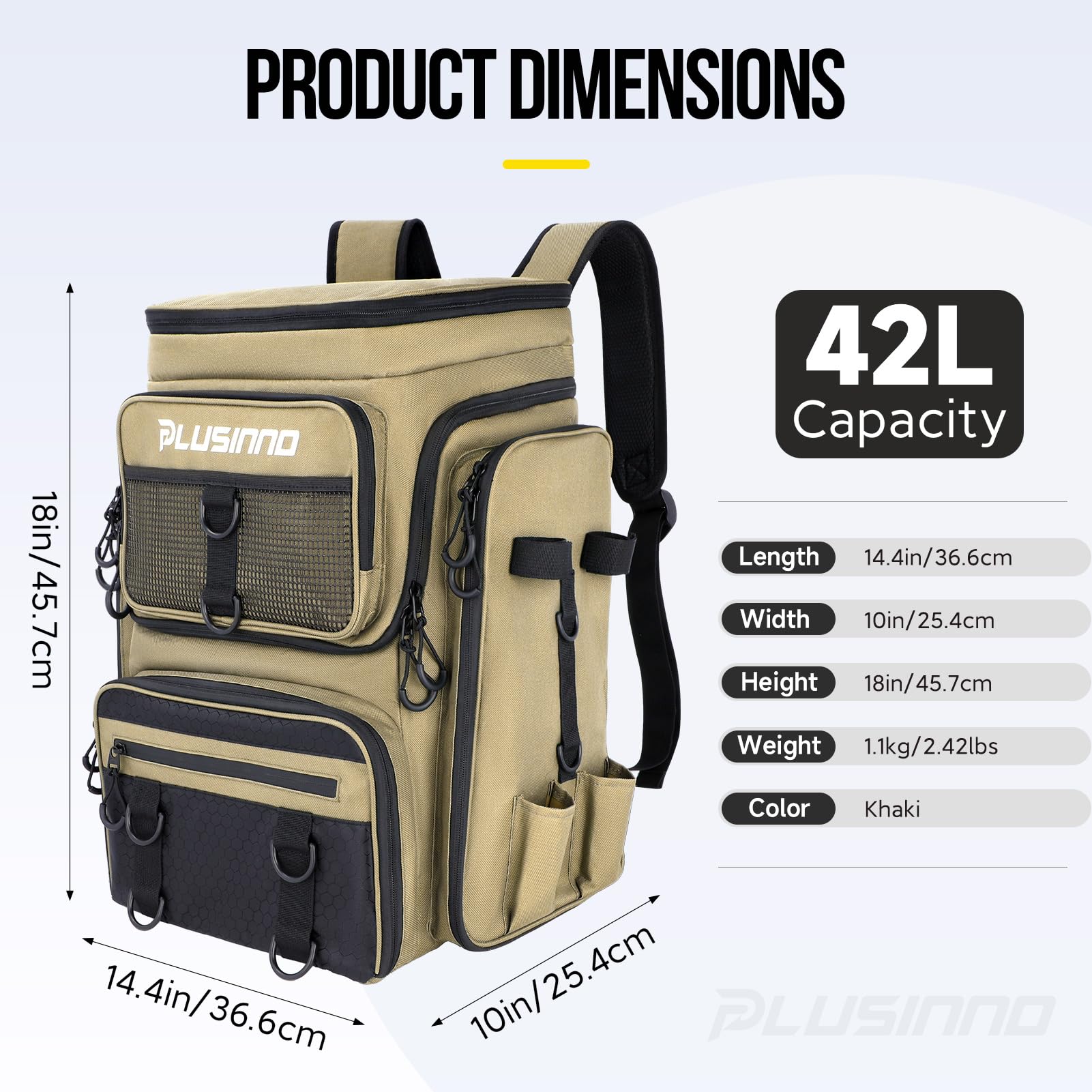 PLUSINNO Unisex Fishing Backpack With Tackle Boxes Angelrucksack mit Angelboxen