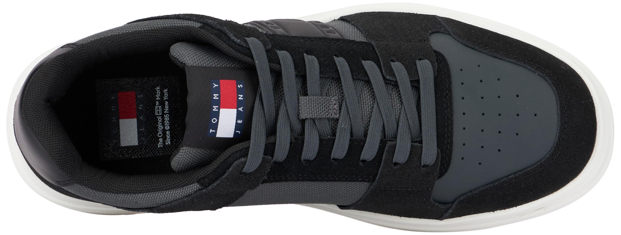 Tommy Jeans Uomo Sneakers Brooklyn in Pelle Scamosciata, Nero (Black), 40