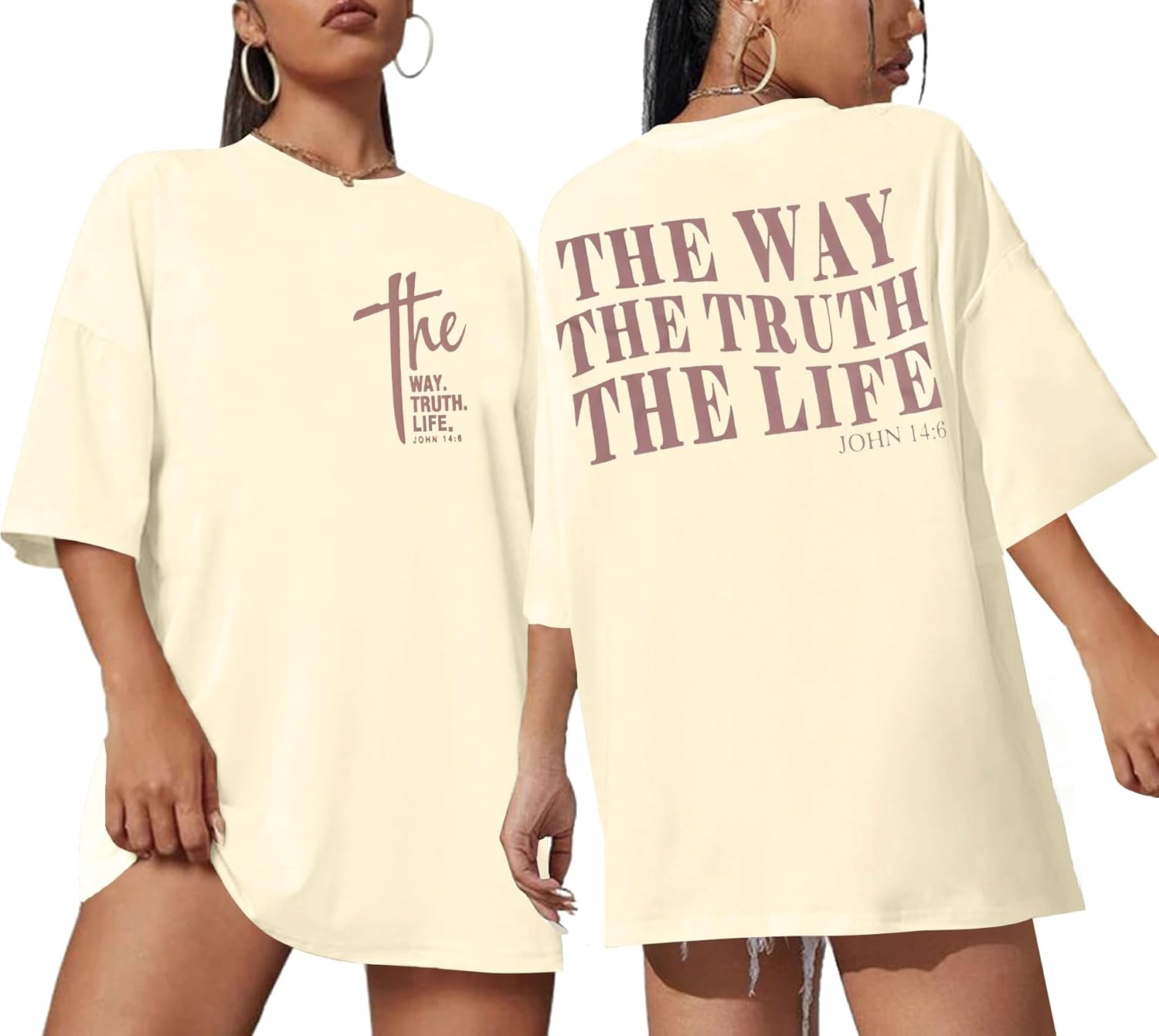 Christian Shirts for Women Jesus Shirt: The Way The Truth The Life Tshirt - Oversized Easter Tee Tops