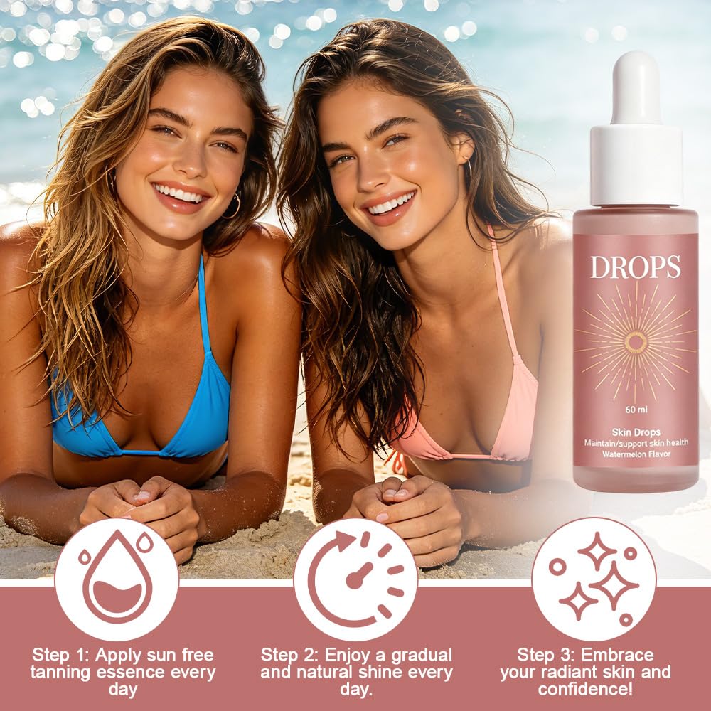 Foreverup 2 sztuki Sunless Tanning Drops, krople do opalania bez słońca, krople samoopalające, do stopniowej opalenizny, naturalne zwiększenie melaniny – poprawa kolorytu skóry bez uszkodzeń