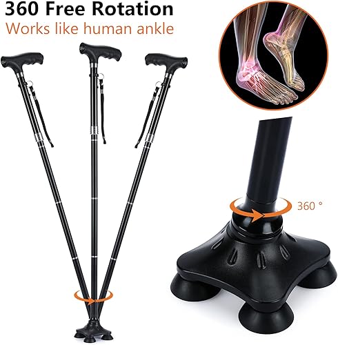 Miniatura 10 de Bastón plegable con luz LED para mujeres y hombres, plegable, ajustable, plegable, de aluminio ligero para personas mayores y adultos