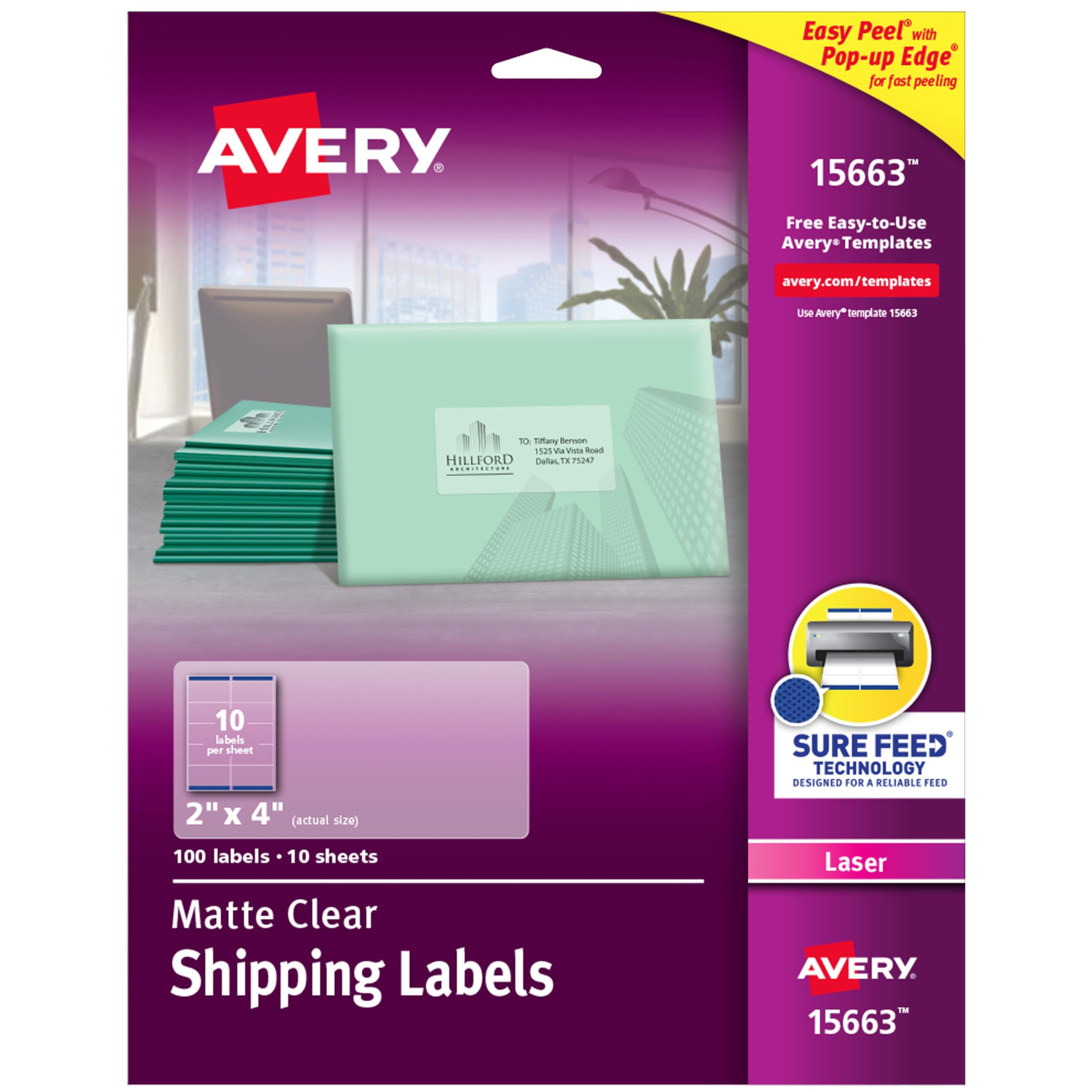 Matte Clear Easy Peel Shipping Labels with Sure Feed,