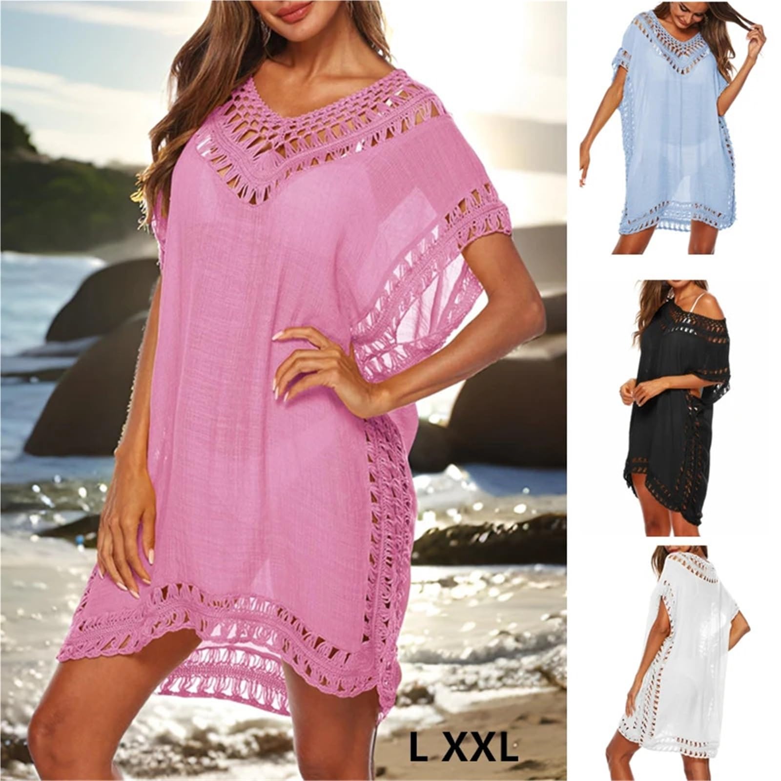 Vestido Playero for Mujer, Suave, for Playa, Talla Grande, for Verano para Playa，Piscina(White,One Size)
