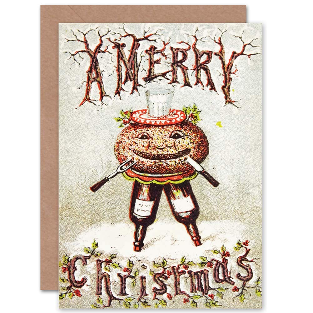 Wee Blue Coo CARD GREETING CHRISTMAS XMAS PLUM DUFF PUDDING FUNNY