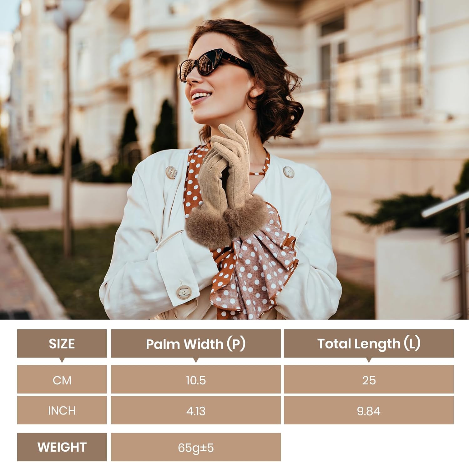 Tavaleu Winter Gloves for Women with Faux Fur Cuff, Thermal Glove with Touchscreen, Knit Lining Warm Gloves for Cold Weather - Image 6