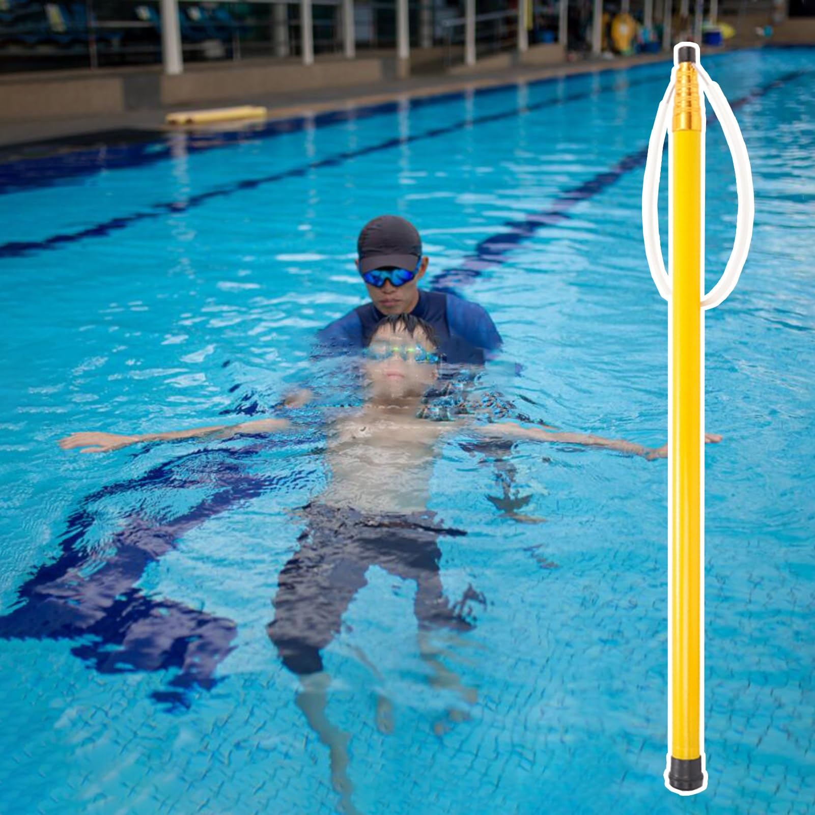 MSHGSKU Rescue Pool Pole,Telescopic Swimming Instruction Pole for Drowning Rescue, Adjustable 18ft Pool Safety Equipment, Emergency Rescue Rod for Lifeguards and Pool Safety Use