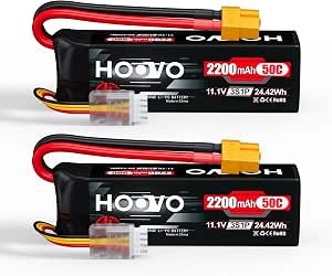 HOOVO 3S 11.1V 2200mAh 50C LiPo Battery Pack (2 Pack) With XT60 & Deans Connector For RC Helicopters, Drones, Airplanes - View #2