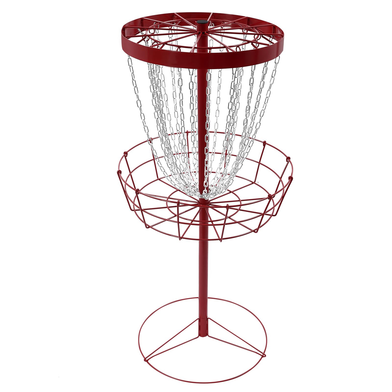 Disc Golf - Cesta de golf independiente con 24 cadenas, disco portátil, objetivo para ejercicio al aire libre, 64,5 cm de diámetro, con 4 clavos de suelo, adecuado para principiantes y