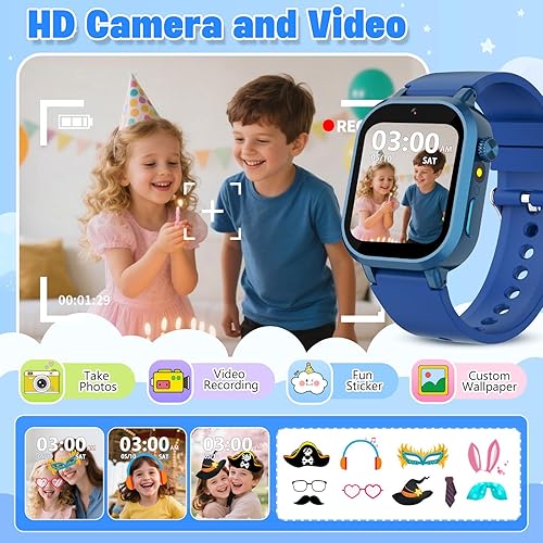 Miniatura 6 de Reloj inteligente impermeable para niños de 3 a 12 años con 39 juegos, pantalla táctil HD, reproductor de música, cámara de video, podómetro,