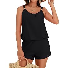 Hanna Nikole Romper One Piece Swimsuits with Short for Women, Boyleg Bathing Suit with Pockets Modest Swimwear