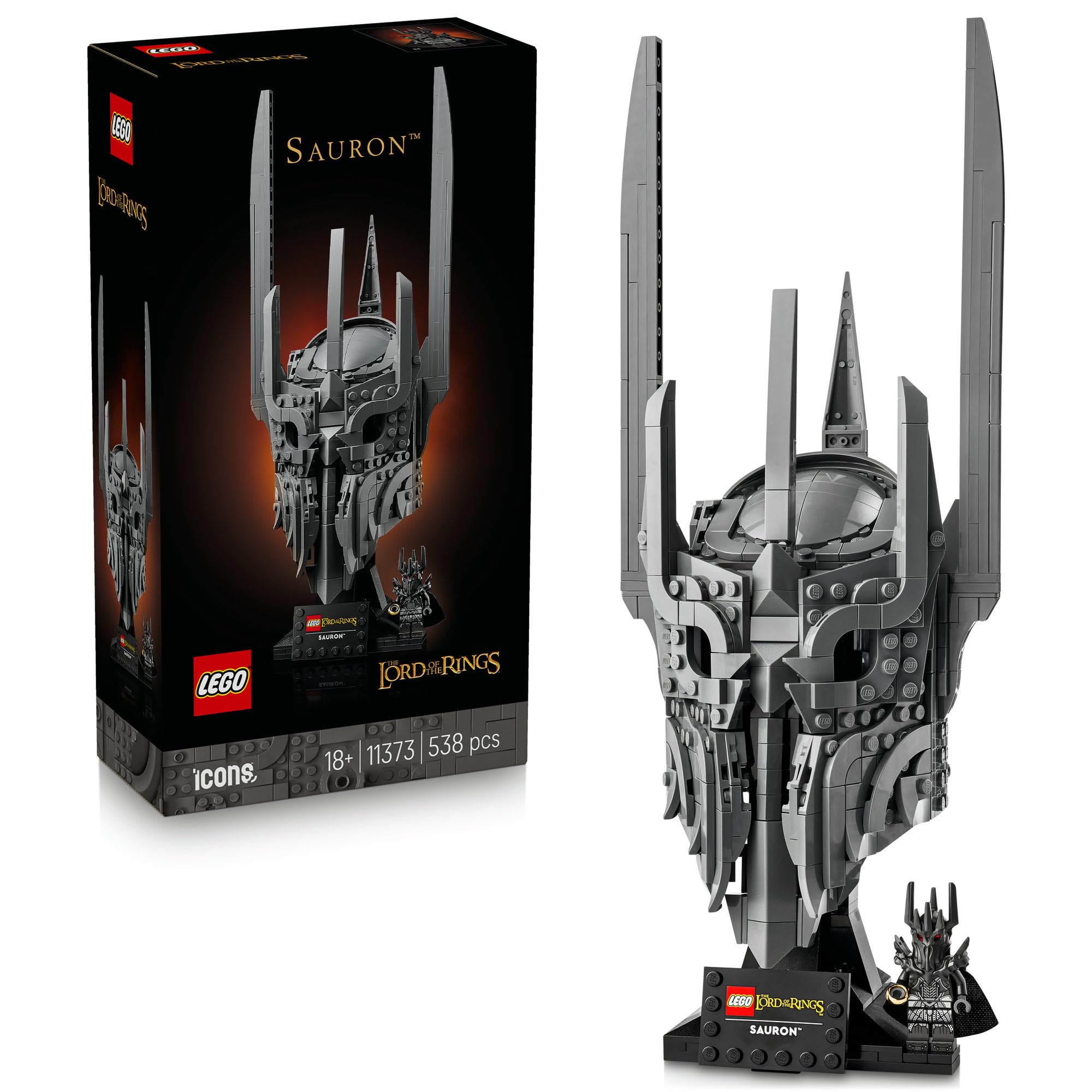LEGO® Icons The Lord of The Rings: Sauron’s Helmet 11373 Collectible Fantasy Decor - Model Building Kit for Adults with Sauron™ Helmet and Minifigure - Treats for Adults and Film Lovers