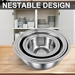 Mixing Bowls Set of 5 Piece Stainless Steel Nesting Bowls Stackable Chef Mixing Bowl with Internal Measurement Marks, for Space Saving Storage Kitchen Baking Cooking Prepping (4.5, 3, 2, 1.5, 0.7 QT)