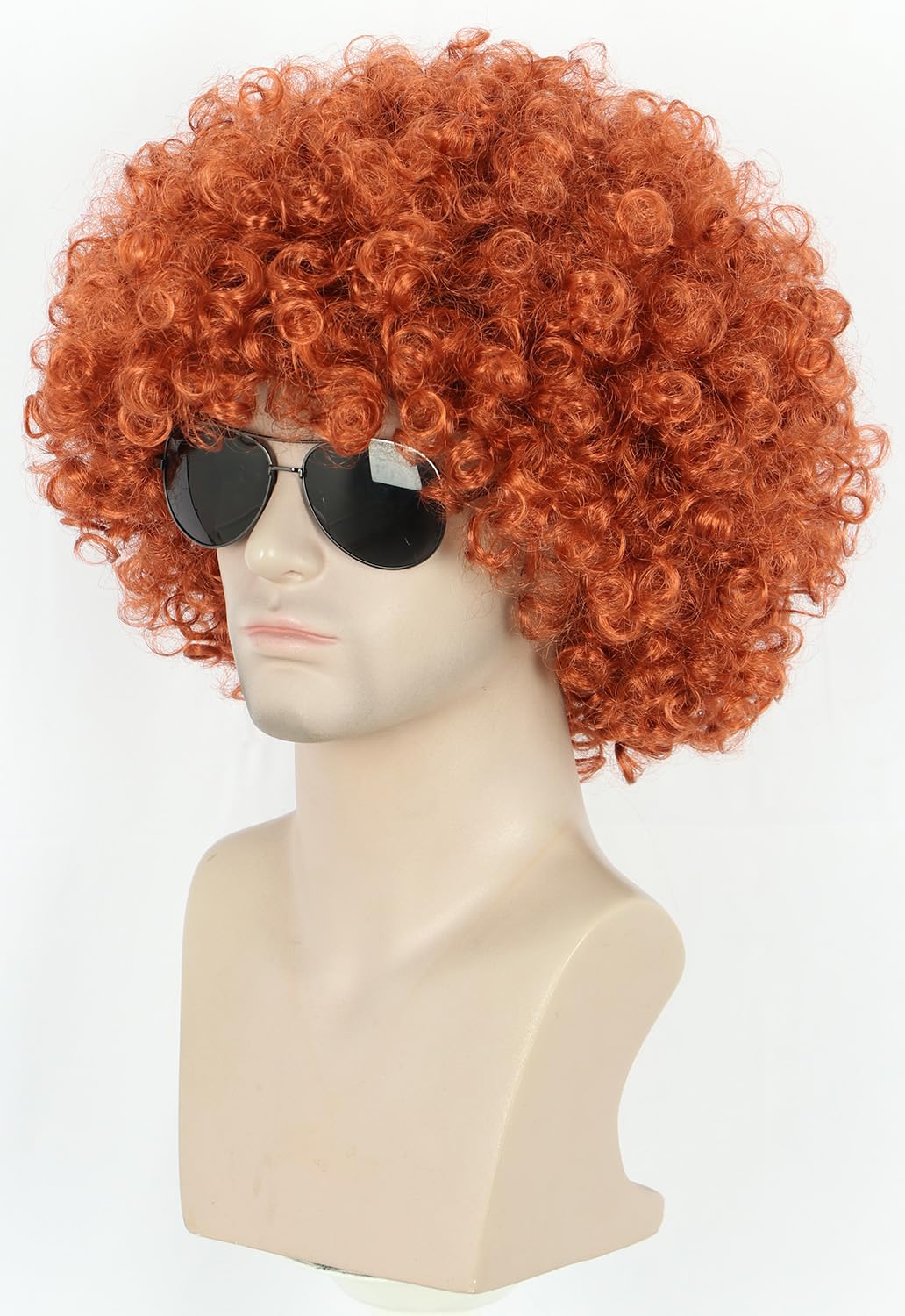 karlery Men Women Afro 70s 80s Short Curly Orange Rocker Party Wig California Halloween Costume Cosplay Wig - Image 3