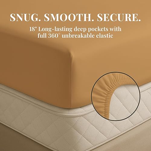 Miniatura 7 de Sacred Thread Juego de sábanas de bambú de 6 piezas juego de ropa de cama y funda de almohada con bolsillos profundos ropa de cama de hotel suave y