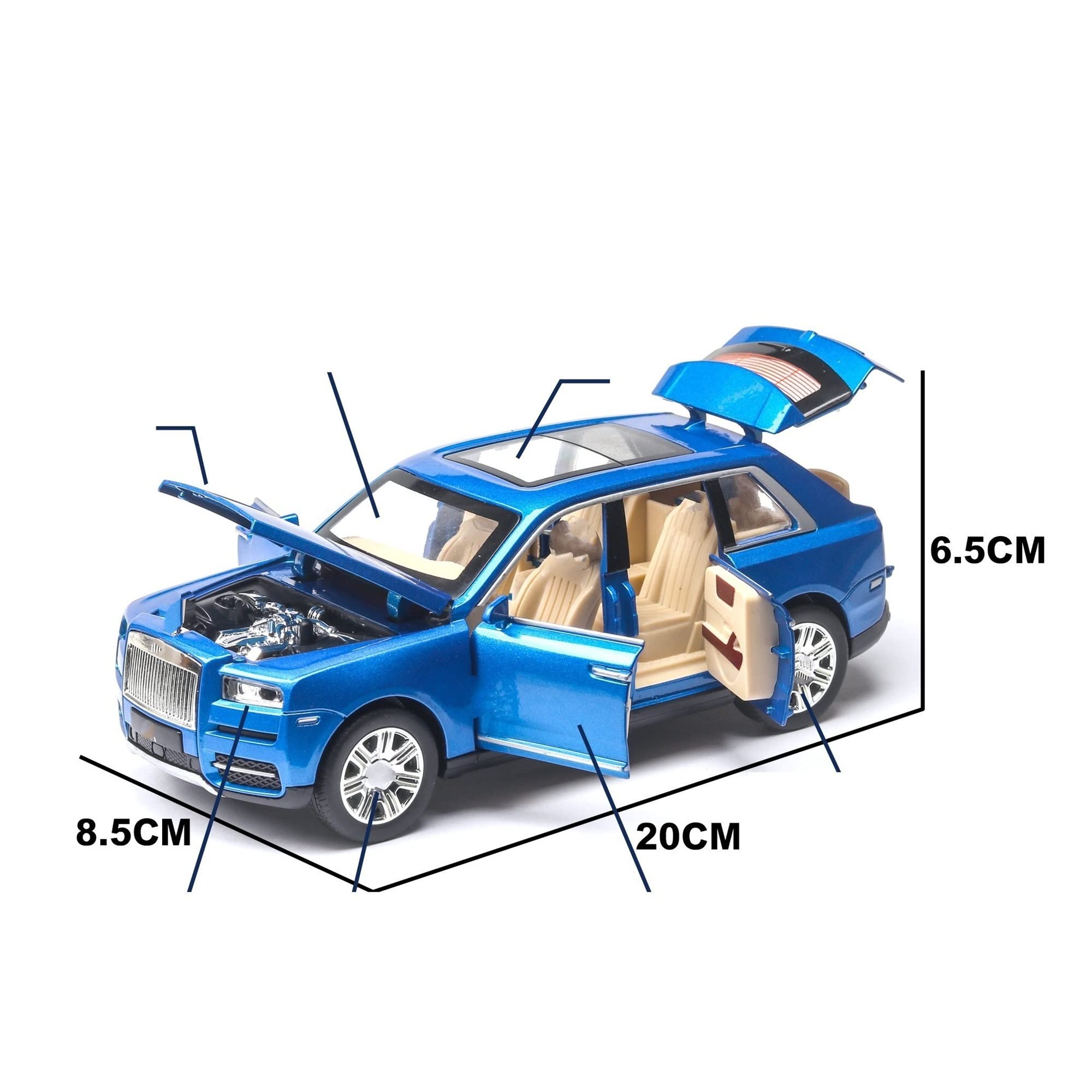 Modello Di Auto In Lega, Modello In Metallo, Scala 1:24 Per Rolls Royce Cullinan(Black)