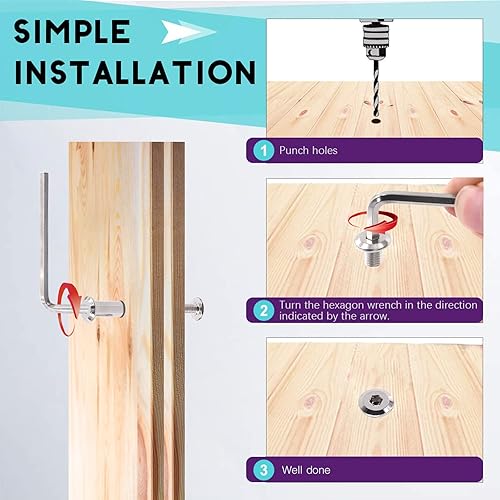 Vista 7 de Swpeet Juego de 25 tornillos de fijación plateados chapados en níquel M6x25mm, tornillos hexagonales, tuercas de barril con 1 llave Allen, poste