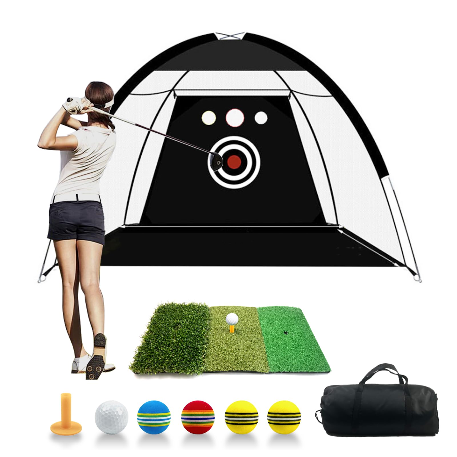 Rete pratica da golf, 300 x 200 cm, con tappetino per colpire, reti di aiuto per allenamento con bersaglio in nylon