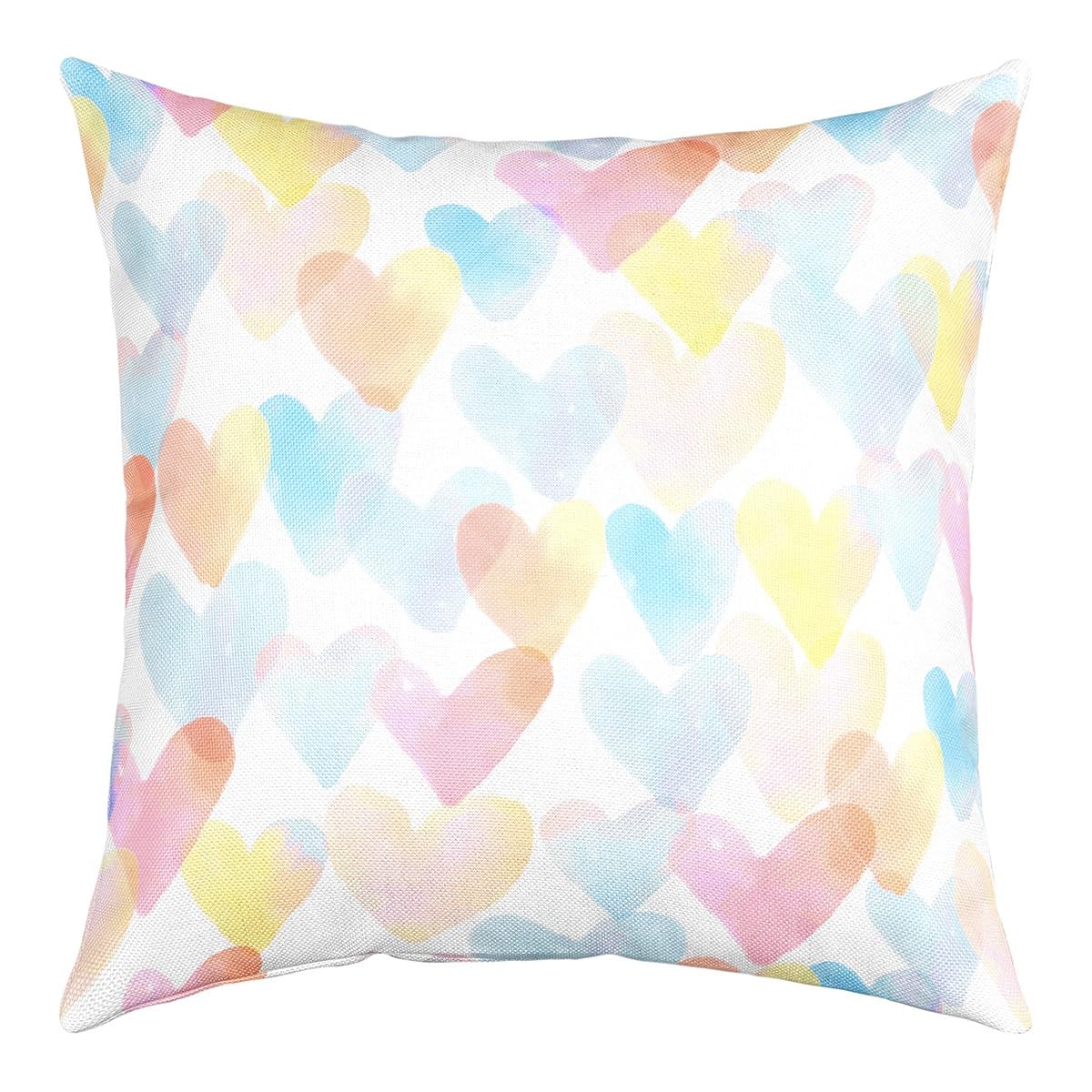 Homemissing Heart Print Throw Pillow Cover Watercolour Decorative Throw Pillowcase for Sofa 50x50cm 1 Pcs Romantic Pillow Case Cushion Cover Room Decorations Valentine's Day Cushion Case