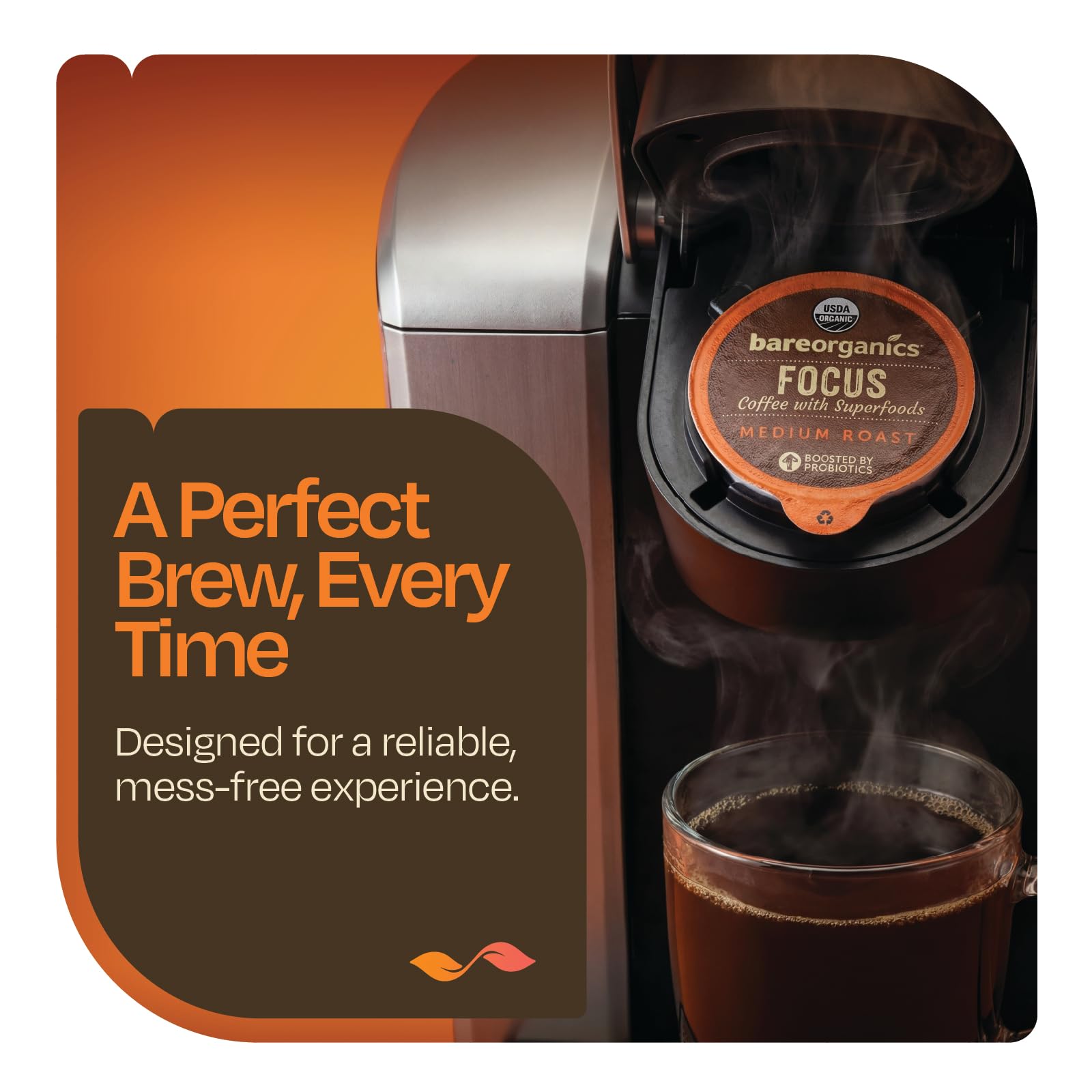 Focus Coffee with Superfoods - Organic Probiotic Mushroom Coffee Pods, Supports Healthy Focus & Digestion, Infused with Ashwagandha, Lion's Mane, and Cinnamon - 10 Recyclable Single Serve K-Cups thumbnail 5